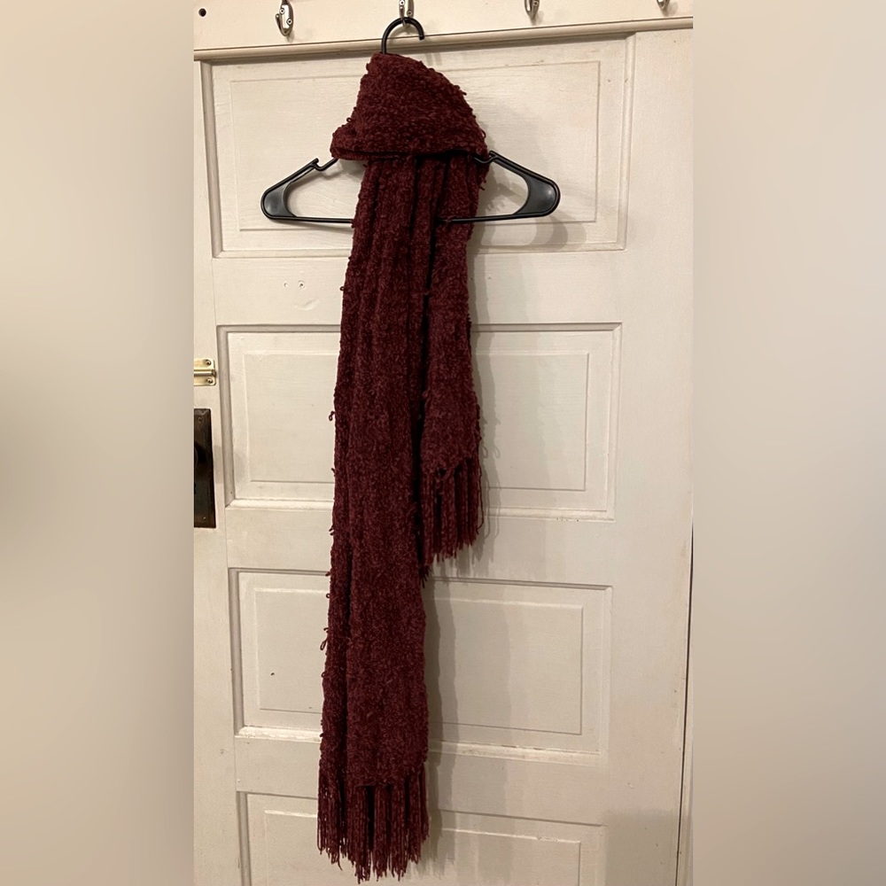 Soft 100% Polyester Burgundy Scarf